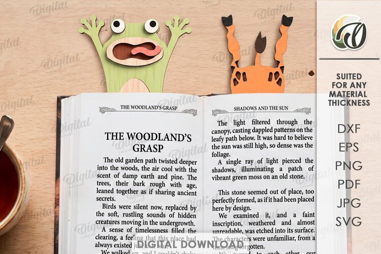 Funny Animals Bookmark Laser Cut. Page Holder SVG example image 1