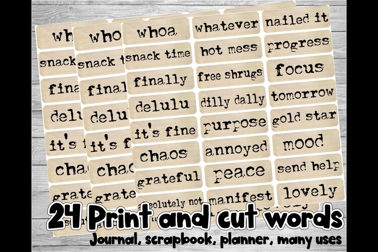Planner words jpeg positive scrapbook junk journal png print example image 1