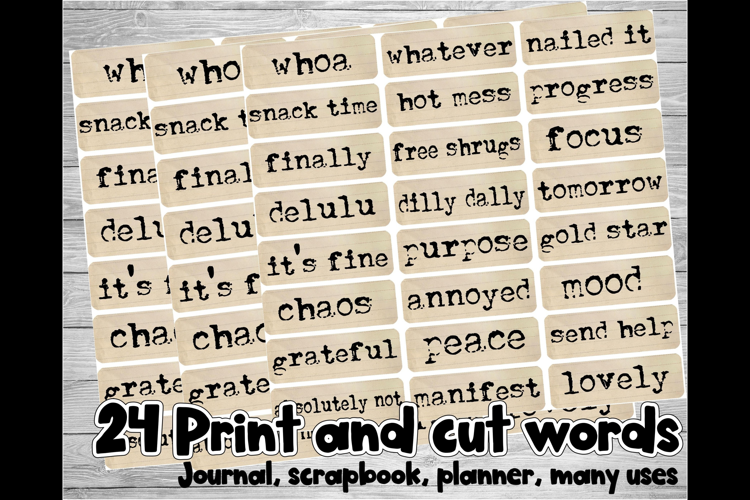 Planner words jpeg positive scrapbook junk journal png print