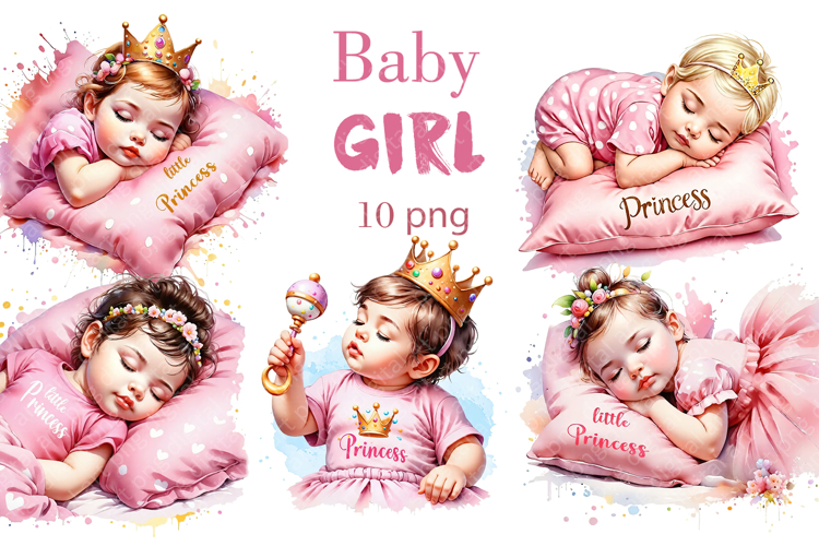 Baby GIRL Clipart, Little Princess Set
