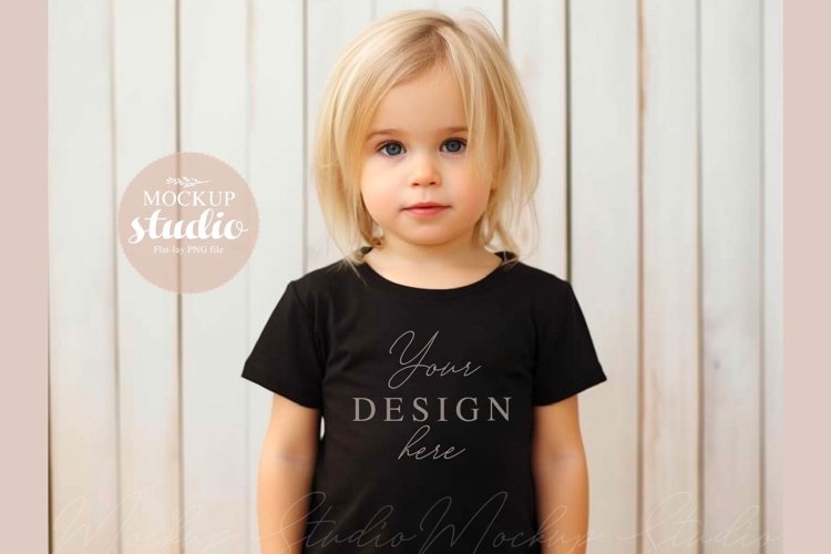 Little Girl Black Tee Shirts Mockup