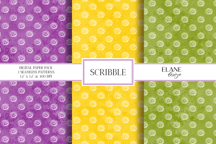 Scribble Seamless Digital Paper, Colorful Scrapbook Paper