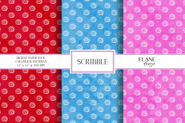 Scribble Digital Paper, Colorful Seamless Backgrounds