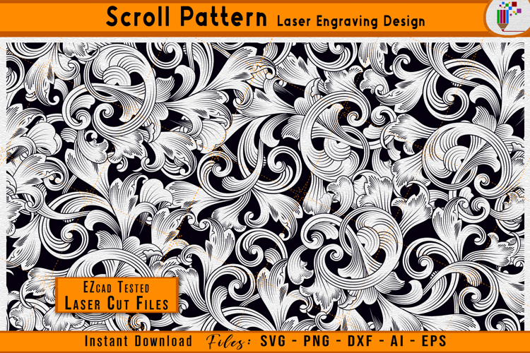 Scrollwork Pattern Firearms Laser Engraving Design Files