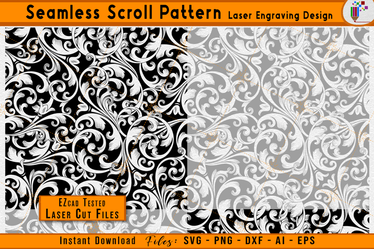 Seamless Scrollwork Pattern Laser Engraving Firearms & Craft