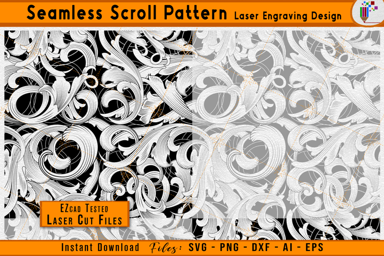Seamless Scrollwork Pattern Firearms Laser Engraving Design