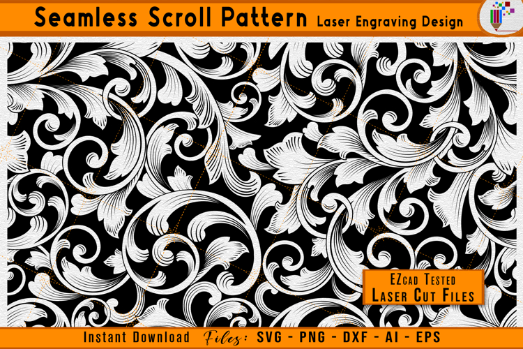 Scrollwork Seamless Pattern Firearms Laser Engraving Design
