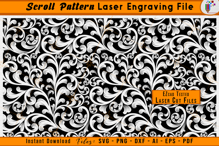 Scroll Pattern Laser Engraving Design File | Scrollwork SVG