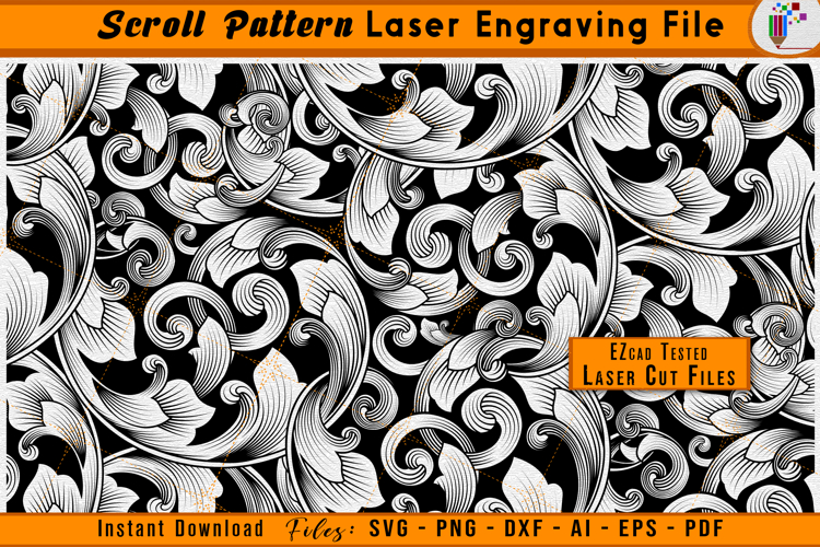 Scroll Pattern Laser Engraving File | Scrollwork Design SVG