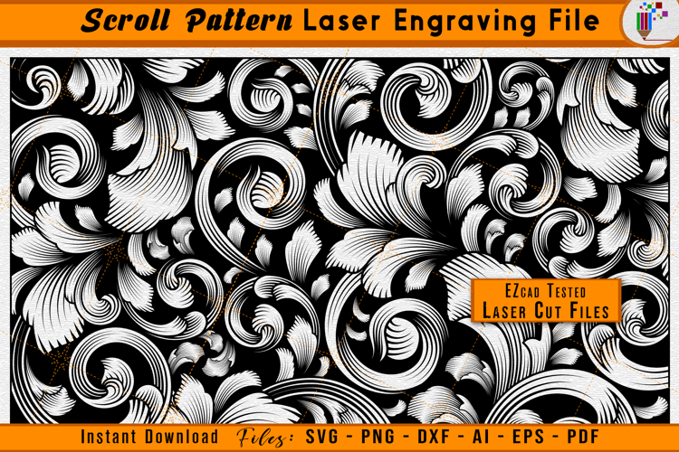 Scroll Pattern Laser Engraving File - Scrollwork Vector File