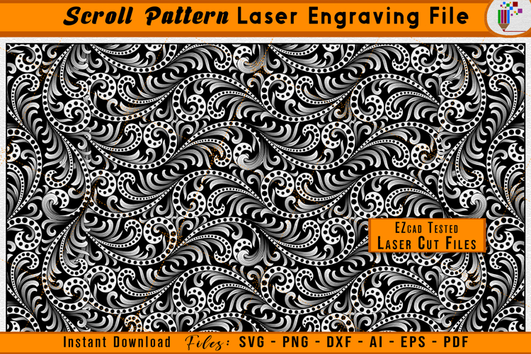 Scroll Pattern Laser Engraving File | Scrollwork Vector SVG