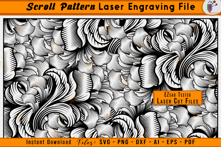 Scroll Pattern Laser Engraving File - scrollwork Vector SVG