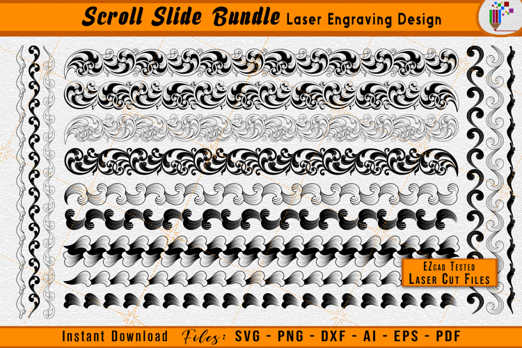 Scroll Slide Bundle Firearms / Gun Laser Engraving Design