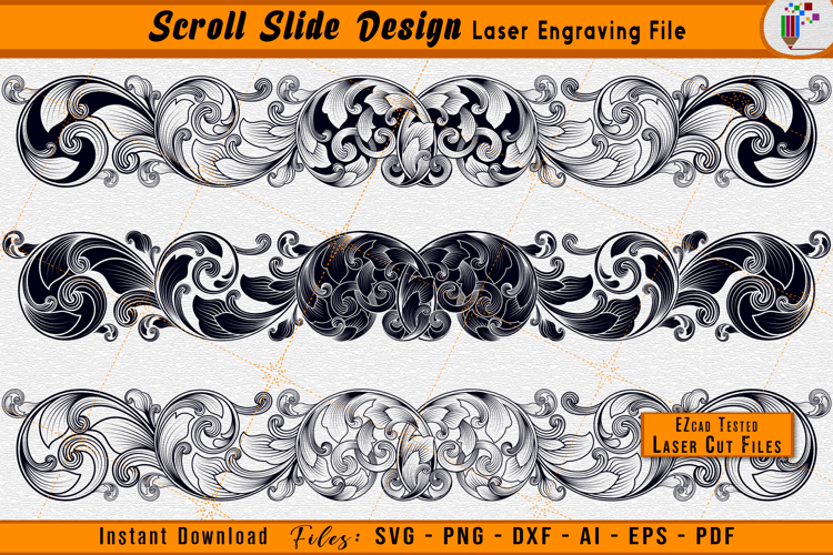 Scroll Slide Bundle Scrollwork Package Laser Engraving Files