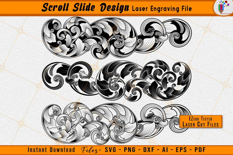 Scroll Slide Design Laser Engraving File | Scrollwork Vector