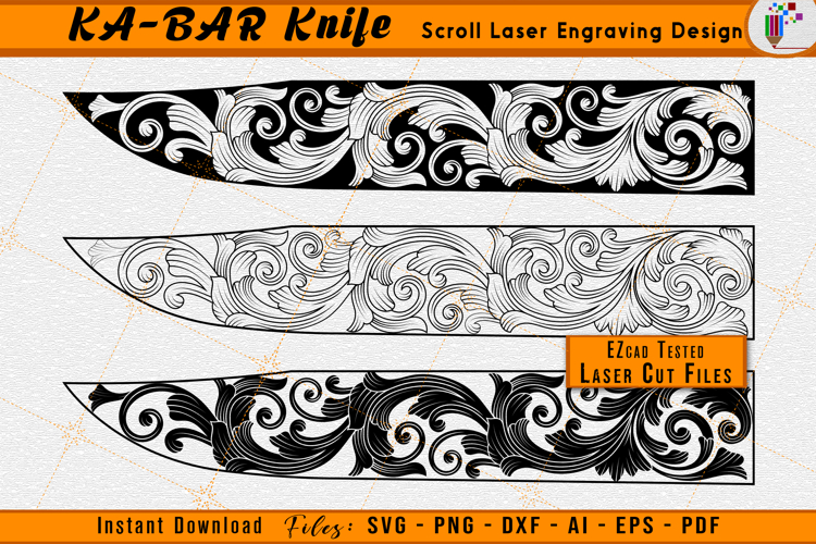 Scrollwork KA-BAR Knives / Knife Laser Engraving Design File