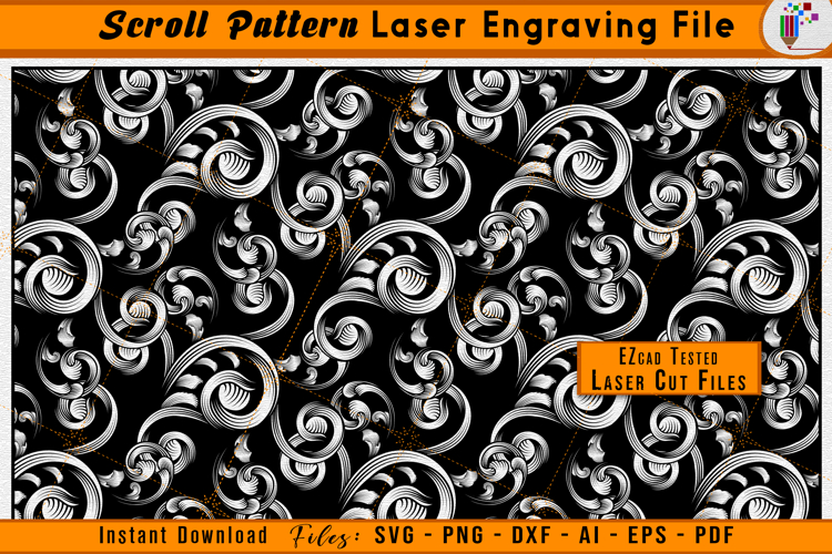 Scrollwork Laser Engraving File - Scroll Pattern SVG Vector