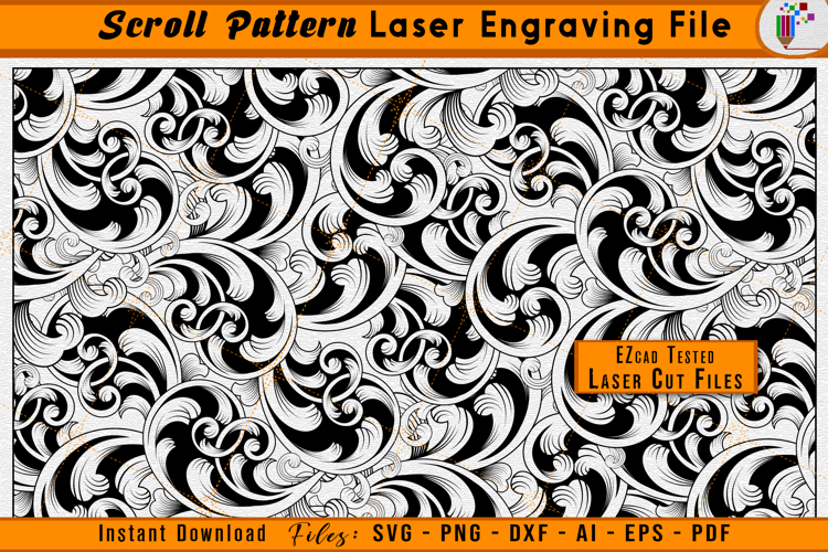 Scrollwork Pattern Laser Engraving Design File | Scroll SVG
