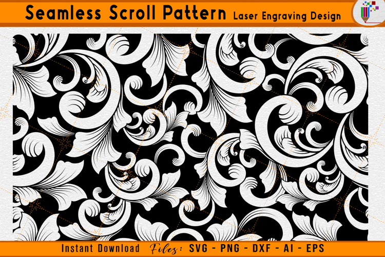 Scrollwork Seamless Pattern Laser Engraving Design File