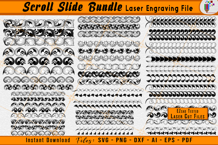 Scrollwork Slide Bundle Firearms Laser Engraving Design File