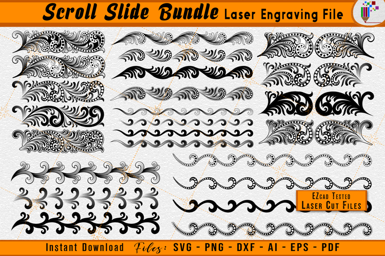 Scrollwork Slide Bundle Firearms Laser Engraving Files