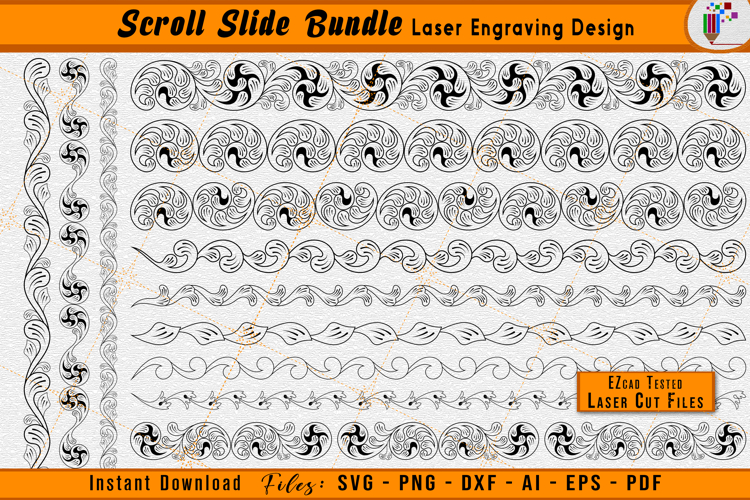 Scrollwork Slide Bundle | Scroll Laser Engraving Design File