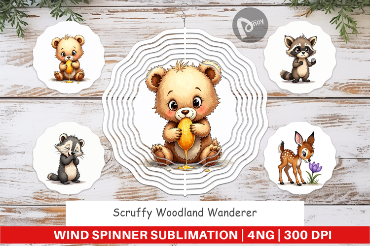 Scruffy Woodland Wanderers Wind Spinner