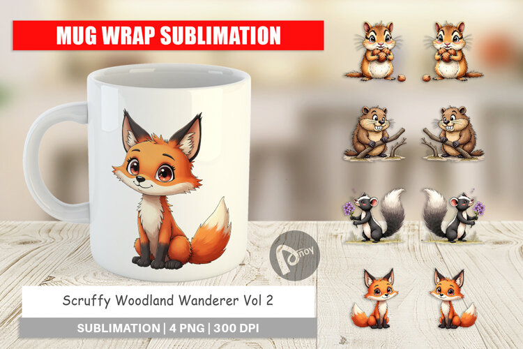 Scruffy Woodland Wanderers Mug Wrap example image 1