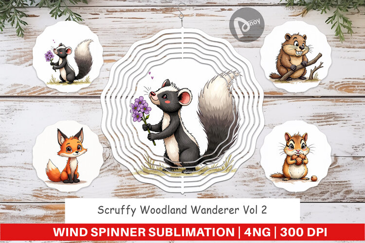 Scruffy Woodland Wanderers Wind Spinner example image 1