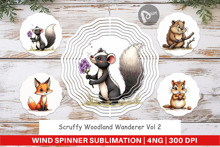 Scruffy Woodland Wanderers Wind Spinner