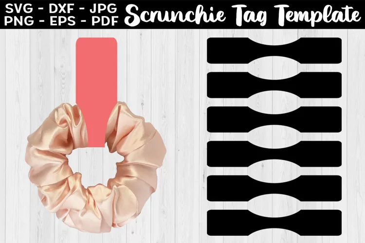 Scrunchie Tag Template SVG, Scrunchie Holder Template SVG