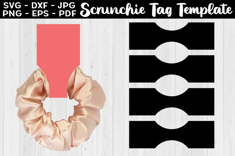 Scrunchie Tag Template SVG, Scrunchie Holder Template SVG