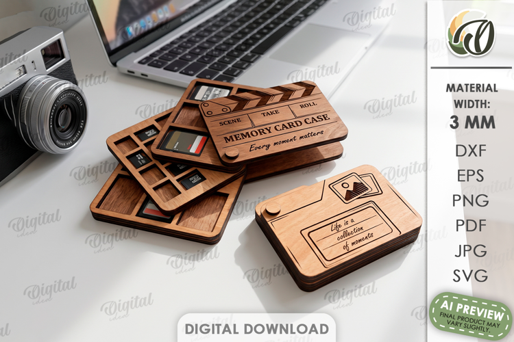 CD Card Case Laser Cut. Memory Card Holder SVG