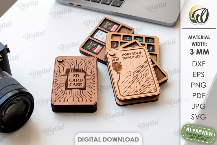 CD Card Case Laser Cut. Memory Card Holder SVG