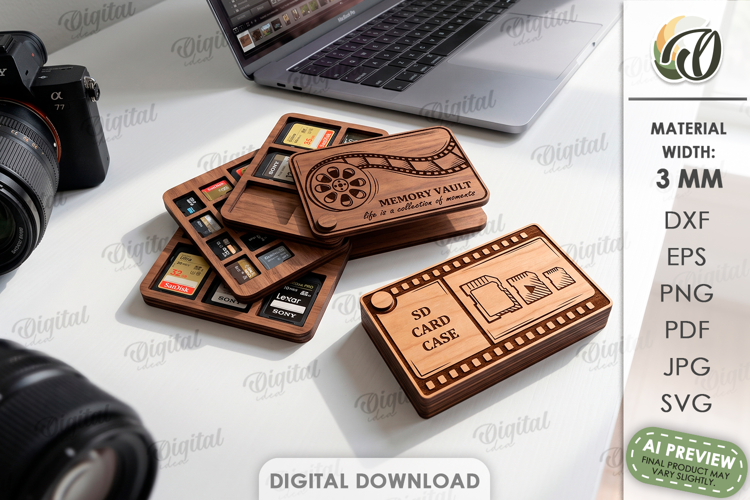 CD Card Case Laser Cut. Memory Card Holder SVG