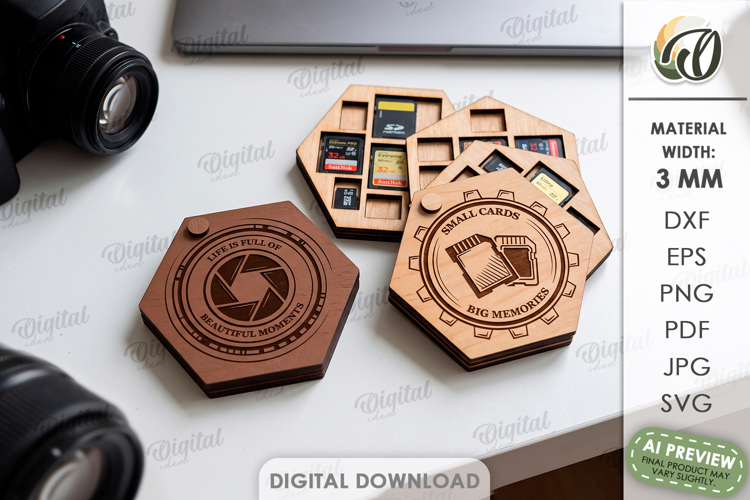 CD Card Case Laser Cut. Memory Card Holder SVG