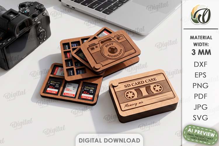CD Card Case Laser Cut. Memory Card Holder SVG