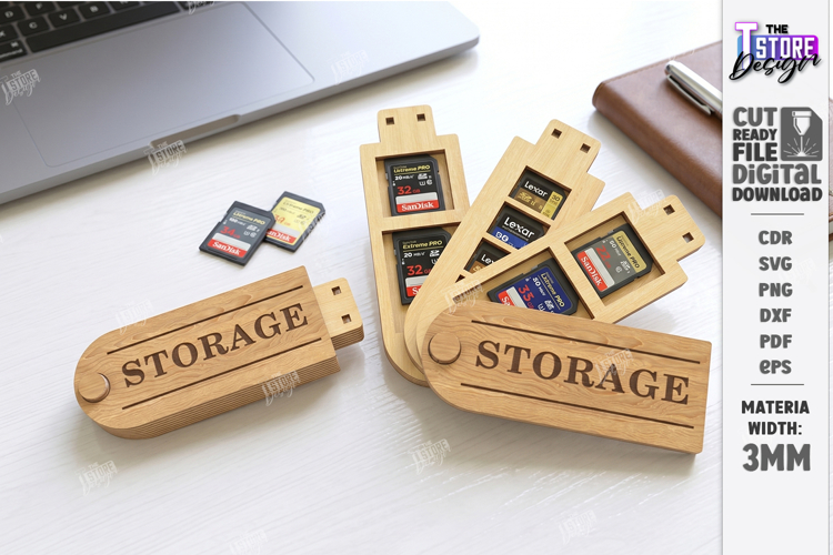 SD Card Holder Laser Cut | SD Card Case | Storage Box | CNC