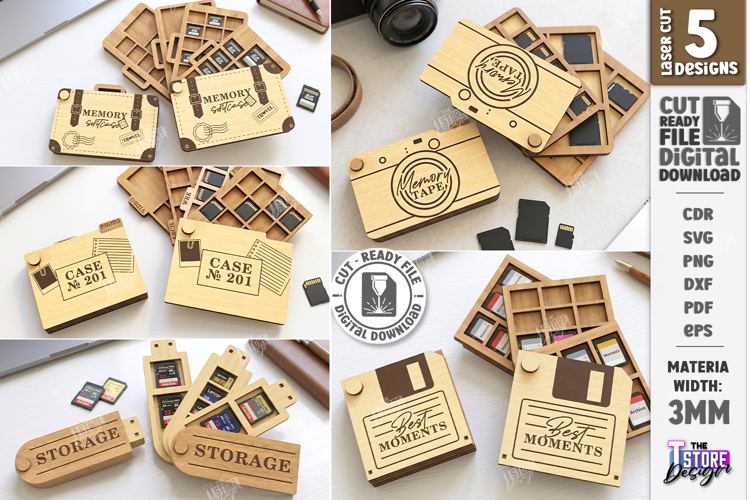 SD Card Holder Laser Cut Bundle | SD Card Case | Storage Box