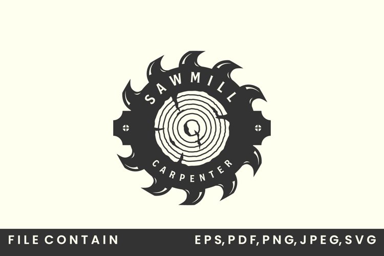 sawmill carpenter vintage logo vector template illustration example image 1