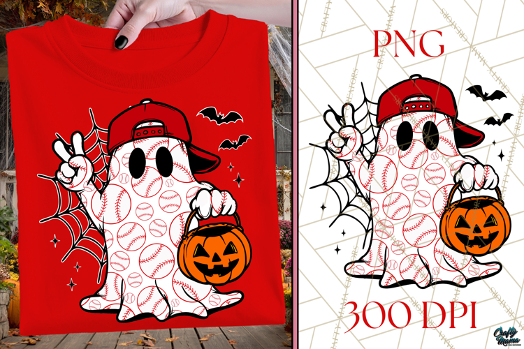 Baseball Ghost Sublimation | Sports Halloween Png