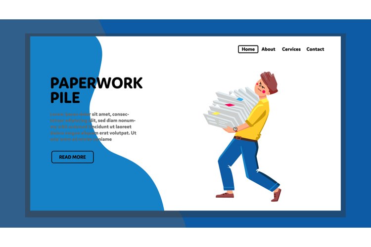 Paperwork Pile Carrying Company Employee Vector example image 1