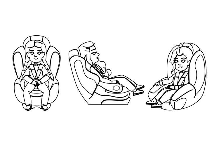 harness car seat kid girl vector