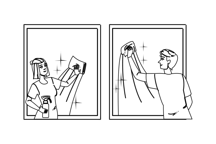 microfiber cleaning windows parents vector