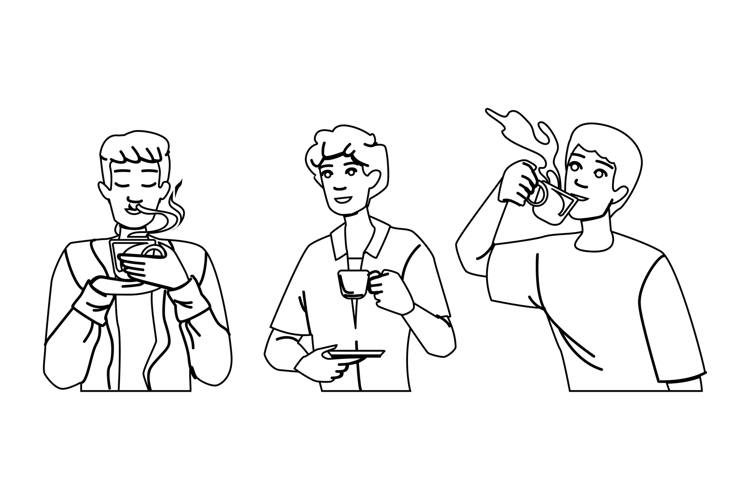 tea coffee man cup vector