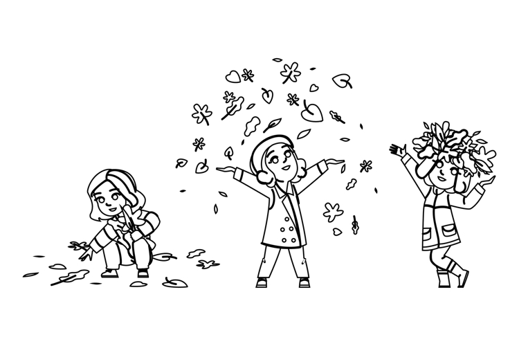 nature collecting autumn leaves vector