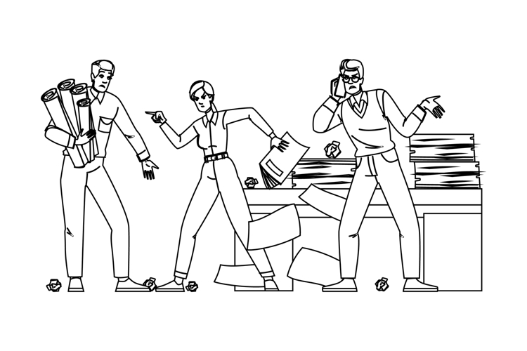 stress conflict panic office vector