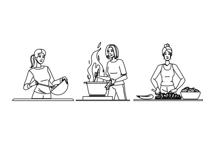 cuisine cooking dinner kitchen mother vector