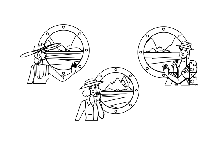window cruise ship porthole vector
