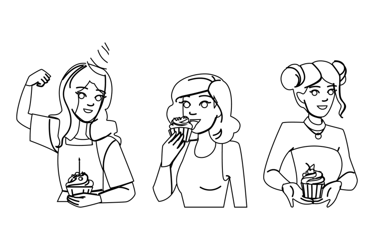 dessert cupcake woman vector